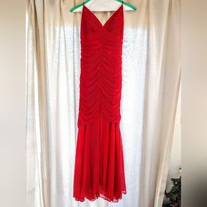 Red Halter Top Prom Dress